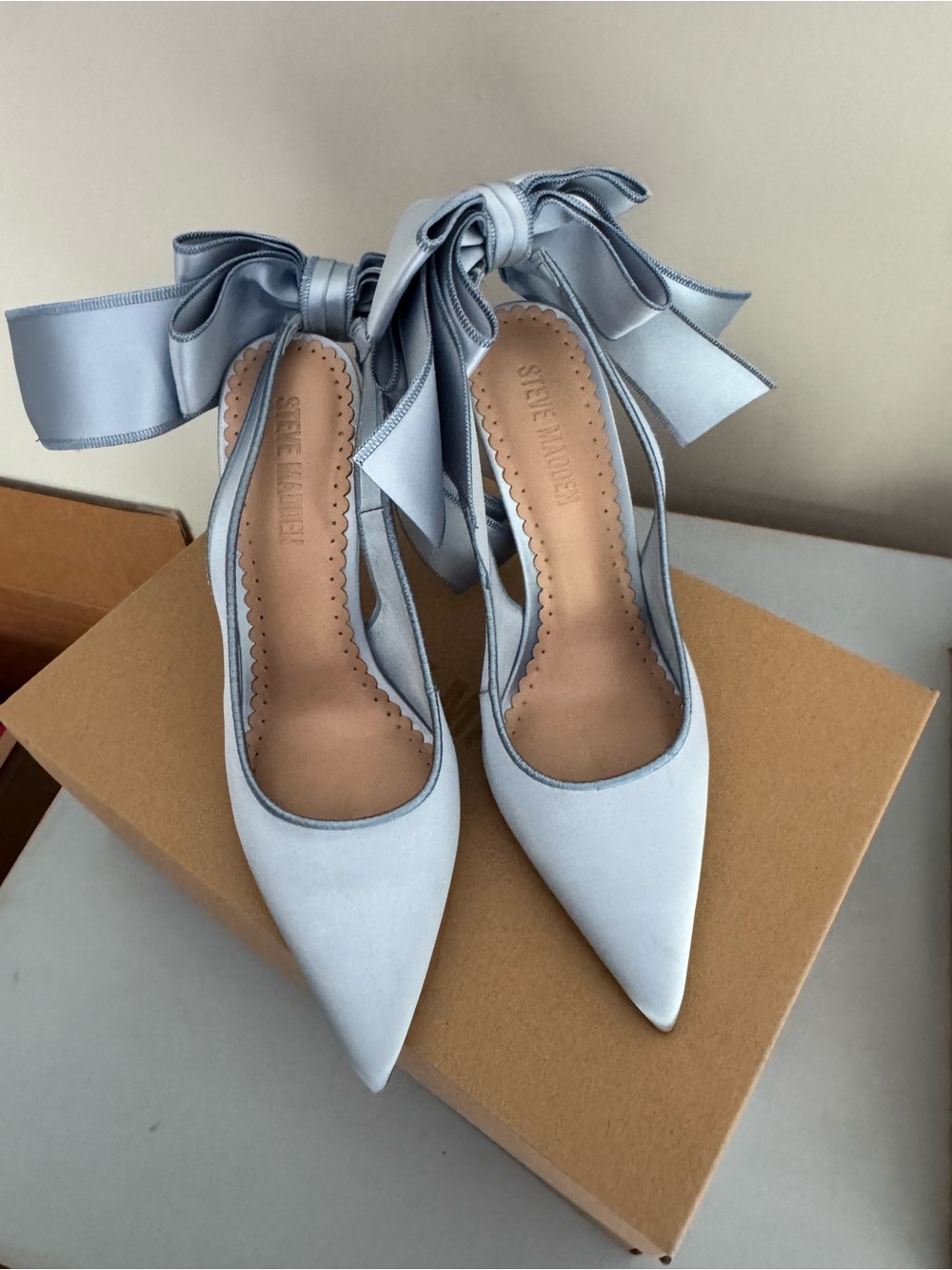 Steve Madden Teacup Heels in Blue Satin